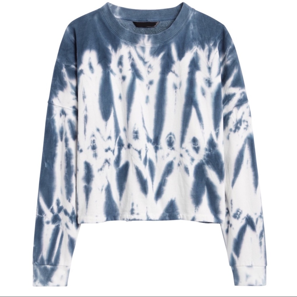 Blue fleece Cropped tie dye pullover
